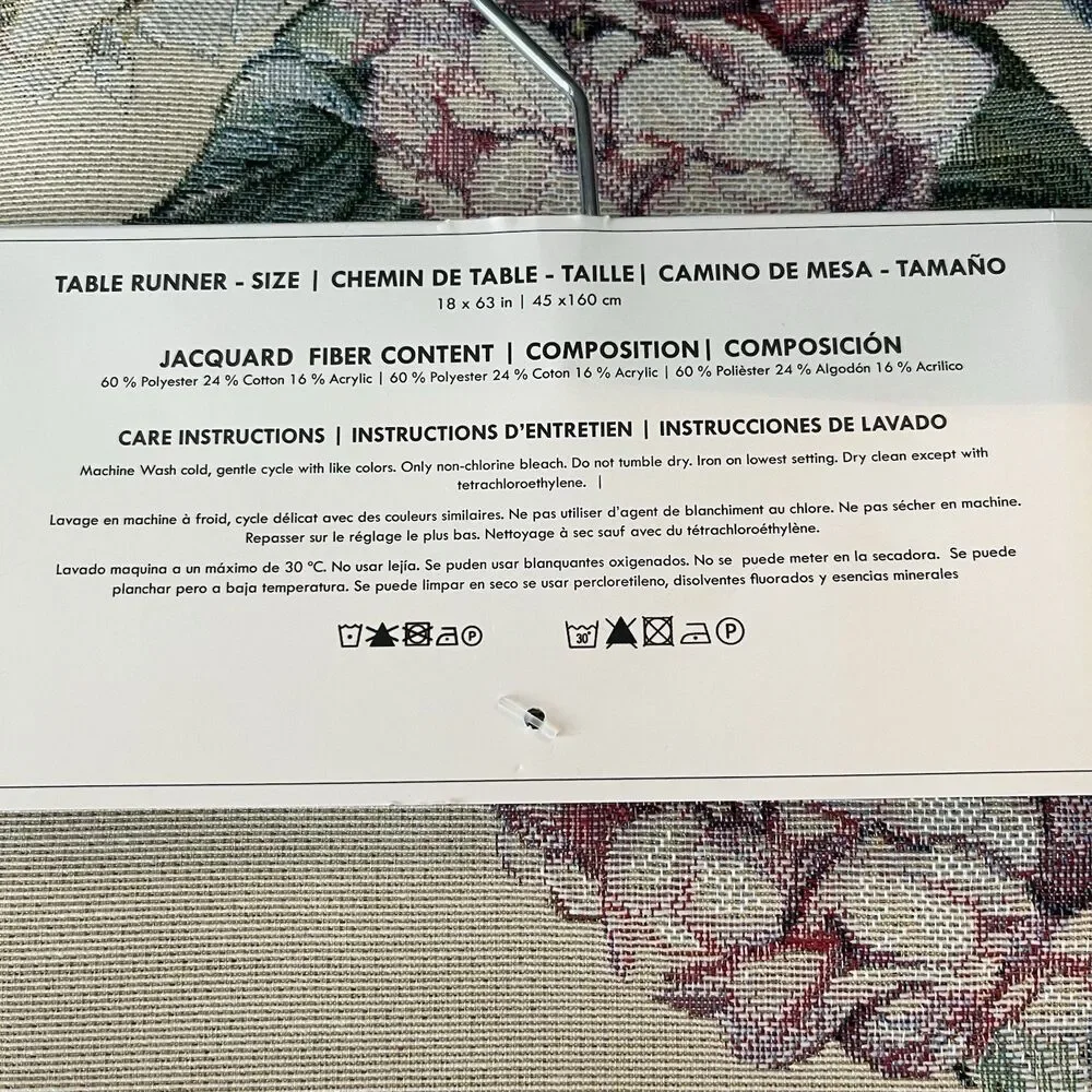 EMME Jacquard Gobelin Tapestry Table Runner 18x63 in Floral Hydrangea Cottage